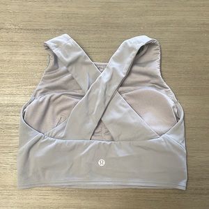 Gray high neck sports bra